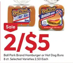 Stater Bros Ball Park Brand Hamburger or Hot Dog Buns offer