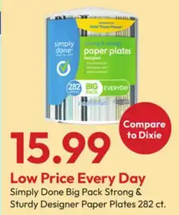 Stater Bros Simply Done Big Pack Strong & Sturdy Designer Paper Plates offer