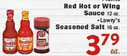 Rio Valley Market • Franks Red Hot or Wing Sauce 12 oz. • Lawry's Seasoned Salt 16 oz offer
