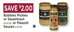 Heinen's Bubbies Pickles or Sauerkraut 25-33 OZ. or Maazah Sauces 8-10 OZ offer