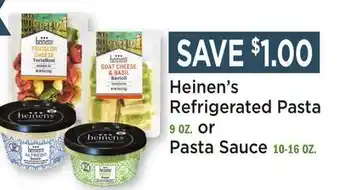 Heinen's Heinen's Refrigerated Pasta 9 OZ. or Pasta Sauce 10-16 OZ offer