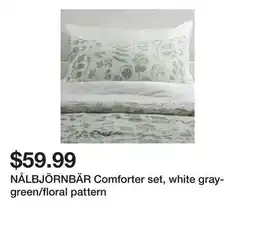 Ikea NÅLBJÖRNBÄR Comforter set, white gray-green/floral pattern offer