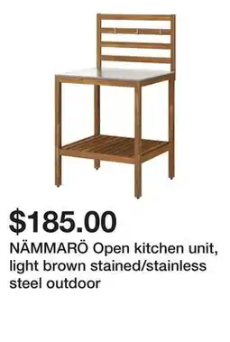 Ikea NÄMMARÖ Open kitchen unit, light brown stained/stainless steel outdoor offer