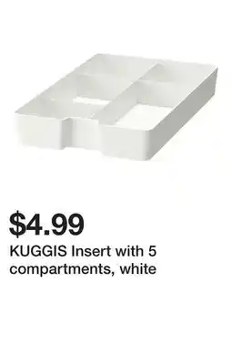 Ikea KUGGIS Insert with 5 compartments, white offer