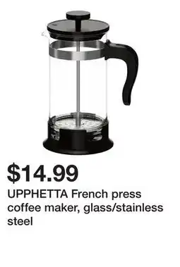 Ikea UPPHETTA French press coffee maker, glass/stainless steel offer