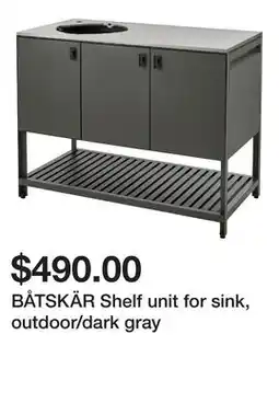Ikea BÅTSKÄR Shelf unit for sink, outdoor/dark gray offer