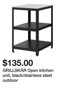 Ikea GRILLSKÄR Open kitchen unit, black/stainless steel outdoor offer
