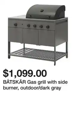 Ikea BÅTSKÄR Gas grill with side burner, outdoor/dark gray offer