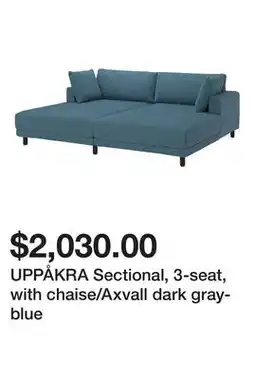 Ikea UPPÅKRA Sectional, 3-seat, with chaise/Axvall dark gray-blue offer