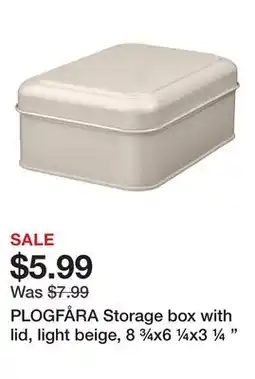Ikea PLOGFÅRA Storage box with lid, light beige, 8 ¾x6 ¼x3 ¼ offer