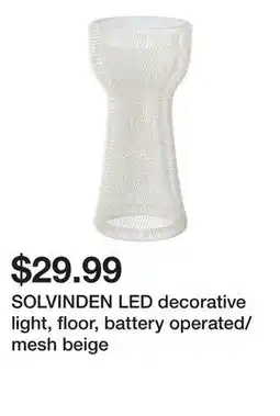Ikea SOLVINDEN LED decorative light, floor, battery operated/mesh beige offer