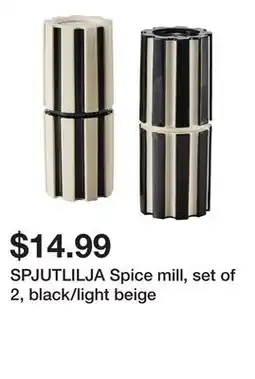 Ikea SPJUTLILJA Spice mill, set of 2, black/light beige offer