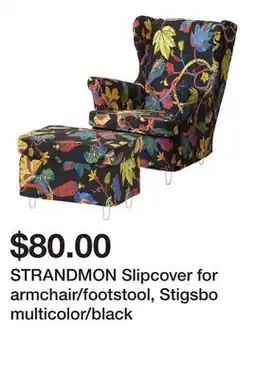 Ikea STRANDMON Slipcover for armchair/footstool, Stigsbo multicolor/black offer