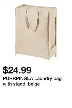 Ikea PURRPINGLA Laundry bag with stand, beige offer