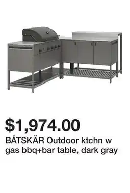 Ikea BÅTSKÄR Outdoor ktchn w gas bbq+bar table, dark gray offer