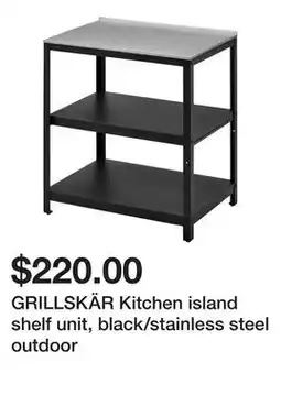 Ikea GRILLSKÄR Kitchen island shelf unit, black/stainless steel outdoor offer