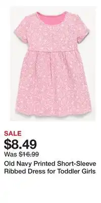 Old Navy Old Navy Printed Short-Sleeve Ribbed Dress for Toddler Girls offer