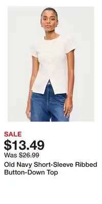 Old Navy Old Navy Short-Sleeve Ribbed Button-Down Top offer