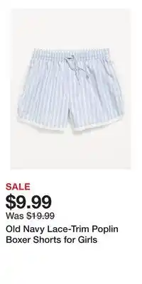 Old Navy Old Navy Lace-Trim Poplin Boxer Shorts for Girls offer