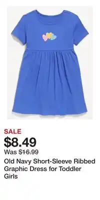 Old Navy Old Navy Short-Sleeve Ribbed Graphic Dress for Toddler Girls offer