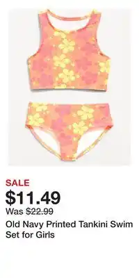 Old Navy Old Navy Printed Tankini Swim Set for Girls offer