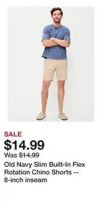 Old Navy Old Navy Slim Built-In Flex Rotation Chino Shorts -- 8-inch inseam offer