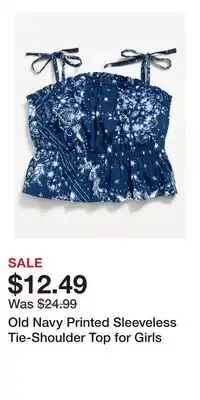 Old Navy Old Navy Printed Sleeveless Tie-Shoulder Top for Girls offer