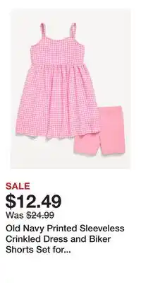Old Navy Old Navy Printed Sleeveless Crinkled Dress and Biker Shorts Set for Toddler Girls offer