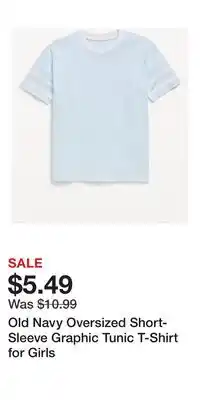 Old Navy Old Navy Oversized Short-Sleeve Graphic Tunic T-Shirt for Girls offer