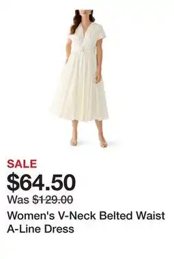 Belk Women's V-Neck Belted Waist A-Line Dress offer