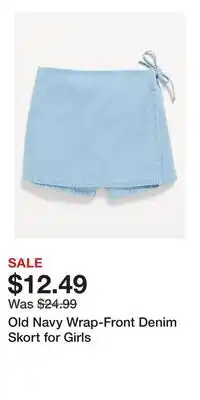 Old Navy Old Navy Wrap-Front Denim Skort for Girls offer