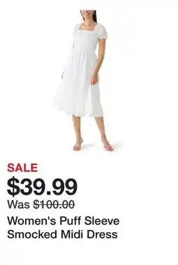 Belk Women's Puff Sleeve Smocked Midi Dress offer