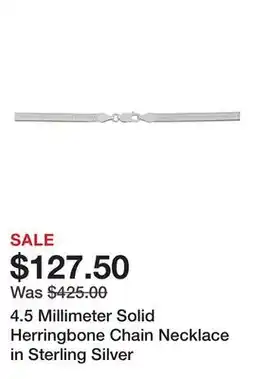 Belk 4.5 Millimeter Solid Herringbone Chain Necklace in Sterling Silver offer