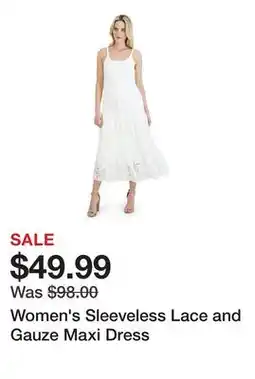 Belk Women's Sleeveless Lace and Gauze Maxi Dress offer