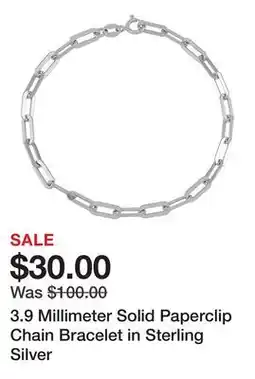 Belk 3.9 Millimeter Solid Paperclip Chain Bracelet in Sterling Silver offer