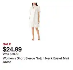 Belk Women's Short Sleeve Notch Neck Eyelet Mini Dress offer