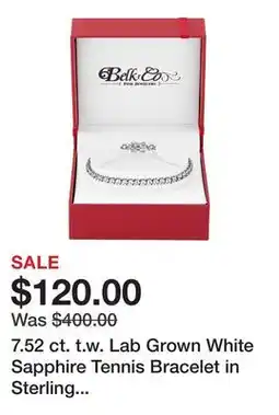 Belk 7.52 ct. t.w. Lab Grown White Sapphire Tennis Bracelet in Sterling Silver offer