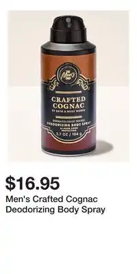 Bath & Body Works Men's Crafted Cognac Deodorizing Body Spray offer