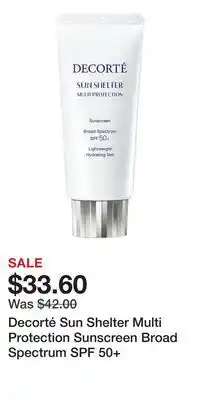 Ulta Beauty Decorté Sun Shelter Multi Protection Sunscreen Broad Spectrum SPF 50+ offer