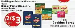 Rio Valley Market •Knorr Pudding or Gelatin Mix •Rice or Pasta Sides •Bartilla Pasta •Pam Cooking Spray offer