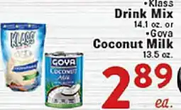 Rio Valley Market Klass Drink Mix 14.1 oz. or Goya Coconut Milk 13.5 oz offer