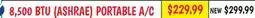 Ollie's 8,500 BTU (ASHRAE) PORTABLE A/C offer