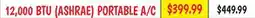 Ollie's 12,000 BTU (ASHRAE) PORTABLE A/C offer