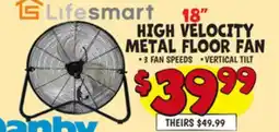 Ollie's 18 HIGH VELOCITY METAL FLOOR FAN offer