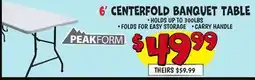 Ollie's PEAKFORM 6' CENTERFOLD BANQUET TABLE offer