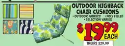 Ollie's OUTDOOR HIGHBACK CHAIR CUSHIONS offer