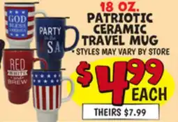 Ollie's 18 OZ. PATRIOTIC CERAMIC TRAVEL MUG offer