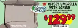 Ollie's 10' OFFSET UMBRELLA WITH SCREEN offer