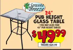 Ollie's SARASOTA BREEZE 24 PUB HEIGHT GLASS TABLE offer