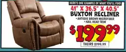 Ollie's 41 X 36.5 X 40.5 BUXTON RECLINER offer